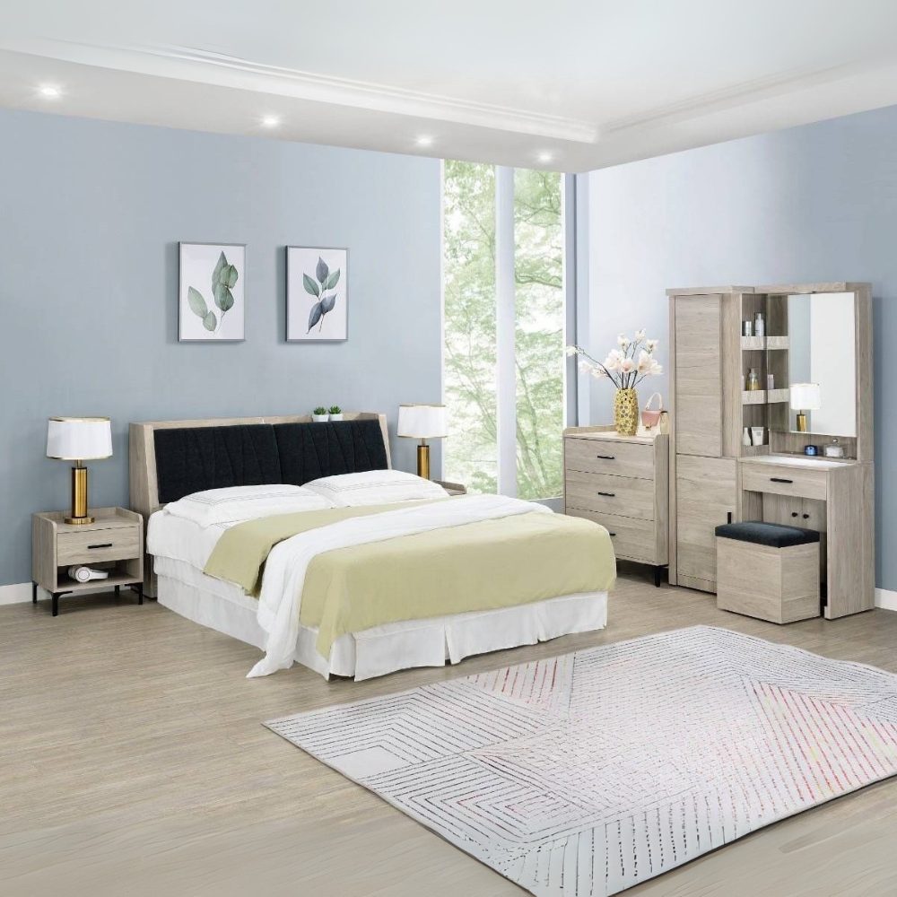 E015-迪雅茵系列|床組|床頭櫃|化妝台|收納櫃|斗櫃|衣櫃|系統櫃|皇品傢俱工作坊