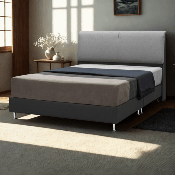 H017-灰階極簡床組|床頭|床組|床架|皇品傢俱工作坊