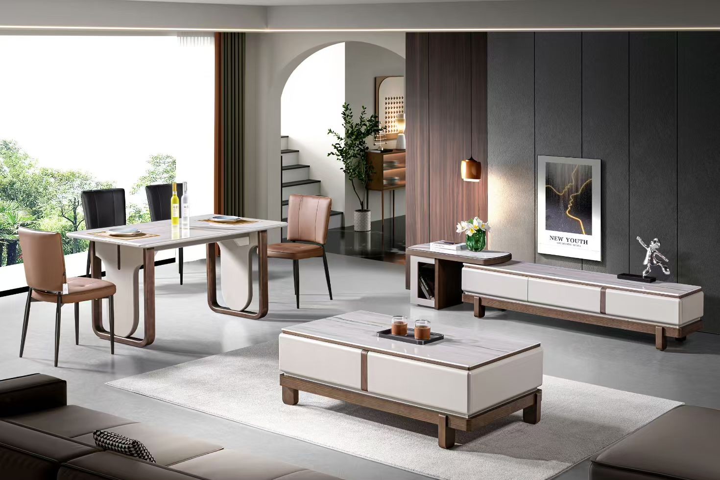 A025-迴廊系列|茶几|電視櫃|餐桌|餐椅|皇品傢俱工作坊