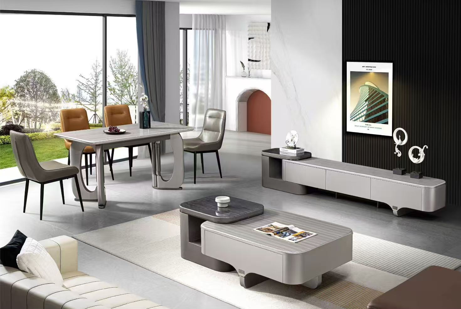 A018-迴響系列|茶几|電視櫃|餐桌|餐椅|皇品傢俱工作坊